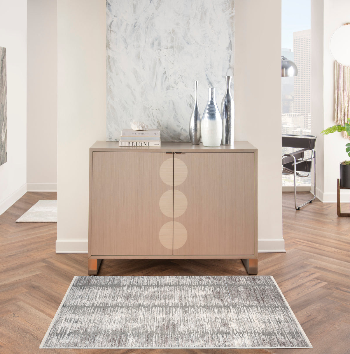 Abstract Hues ABH03 Grey White Rug