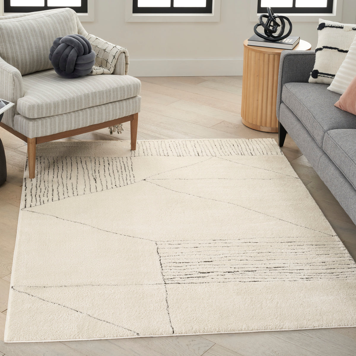 Modern Comfort MNC02 Ivory Black Rug