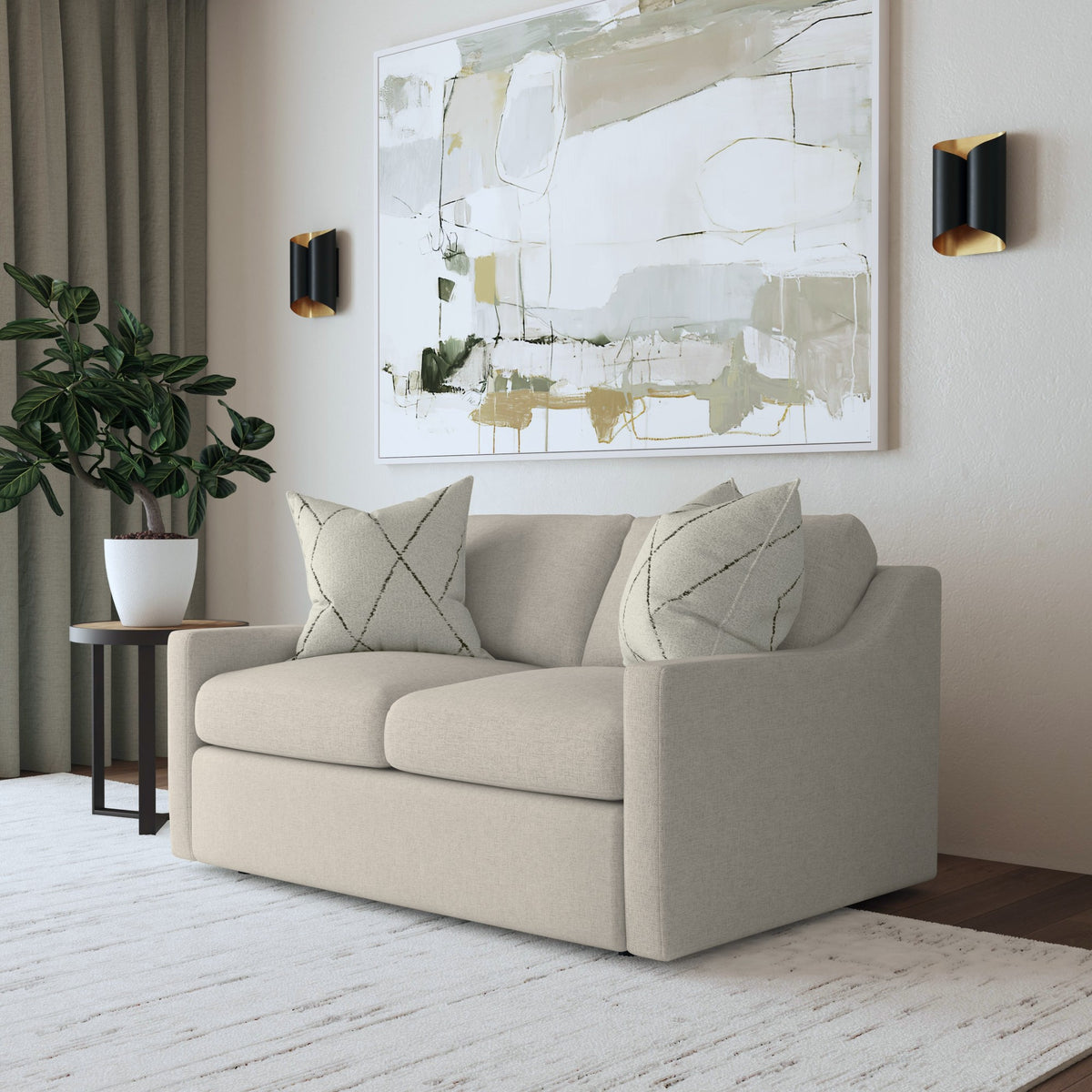 Sky Fabric Loveseat 58" W
