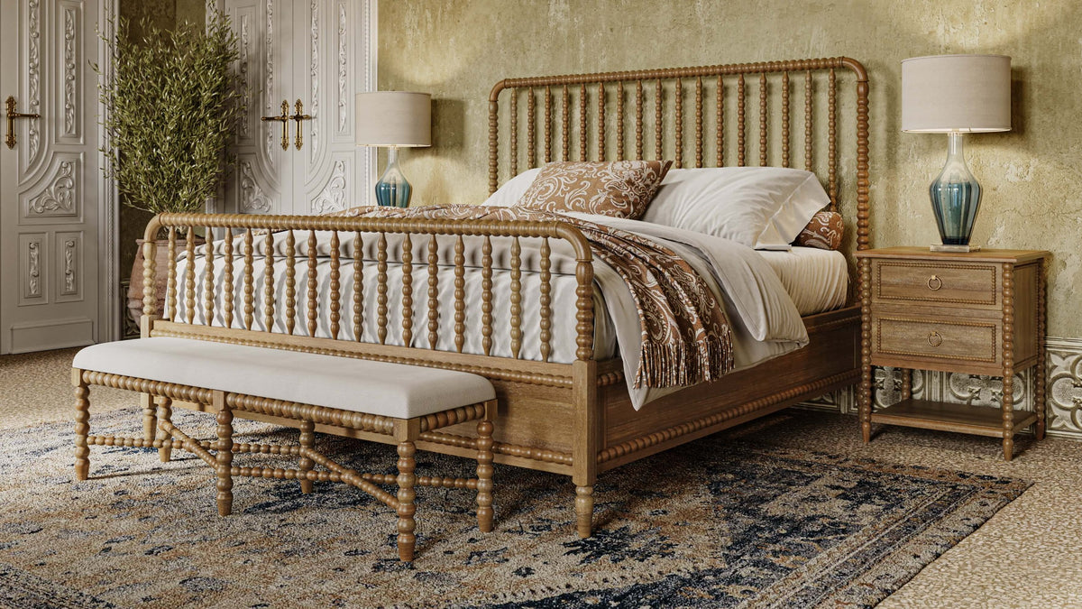 Cholet Bench Medium in Straw Wash w/ Arctic White Performance Fabric