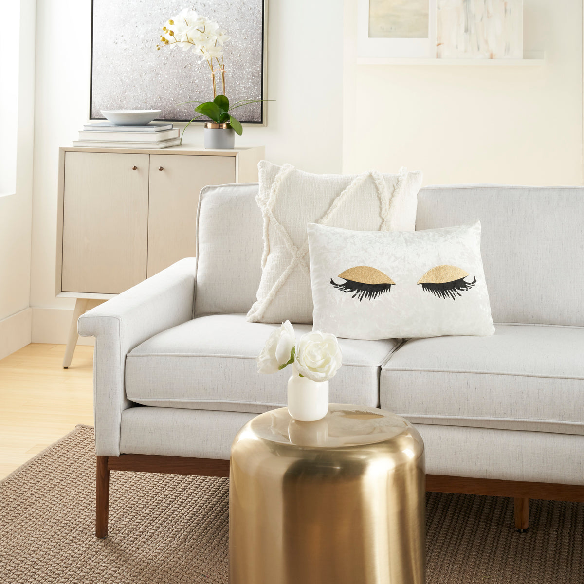 Sofia L4007 Gold 12" x 18" Throw Pillows