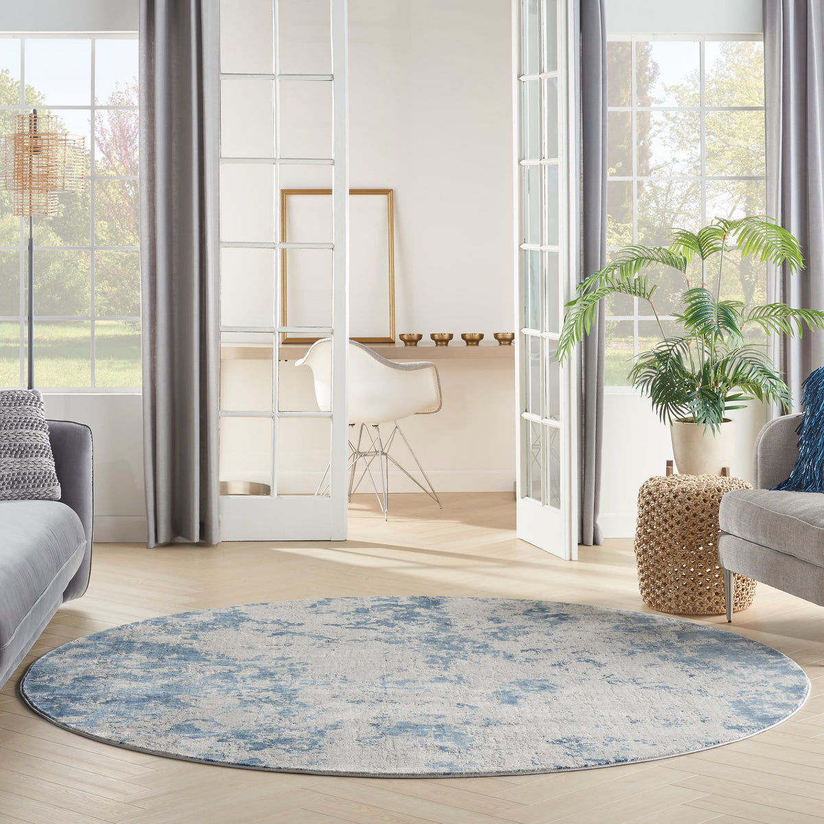 Rustic Textures RUS16 Grey Blue Rug