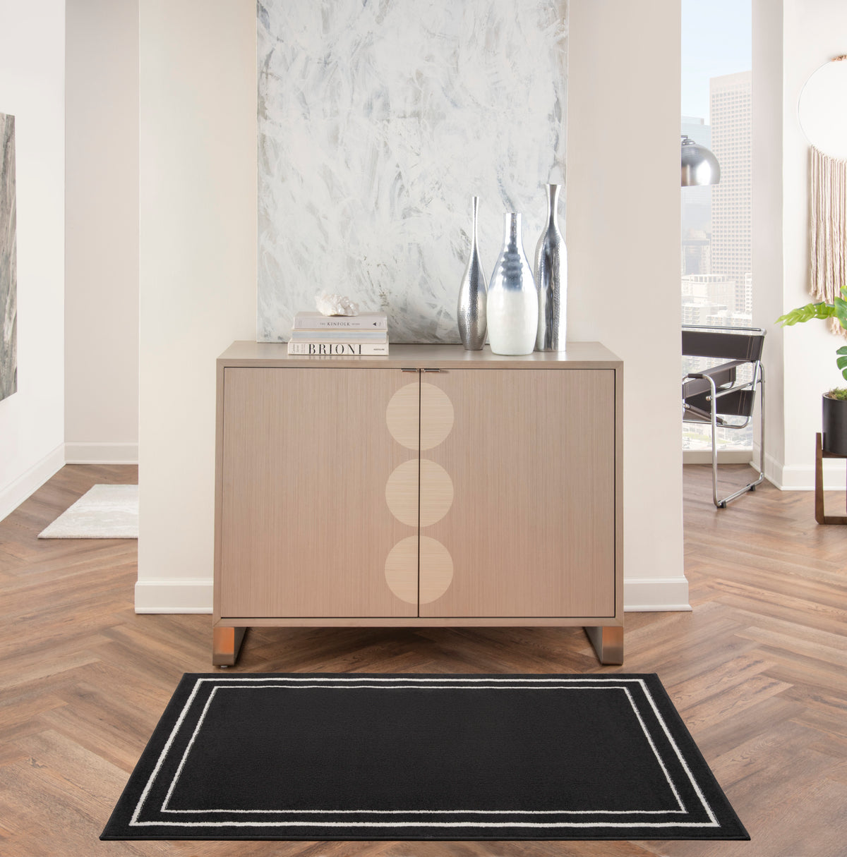 Nourison Essentials NRE02 Black Ivory Rug