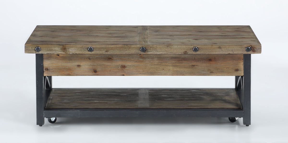 Carpenter Rectangular Lift-Top Coffee Table with Casters