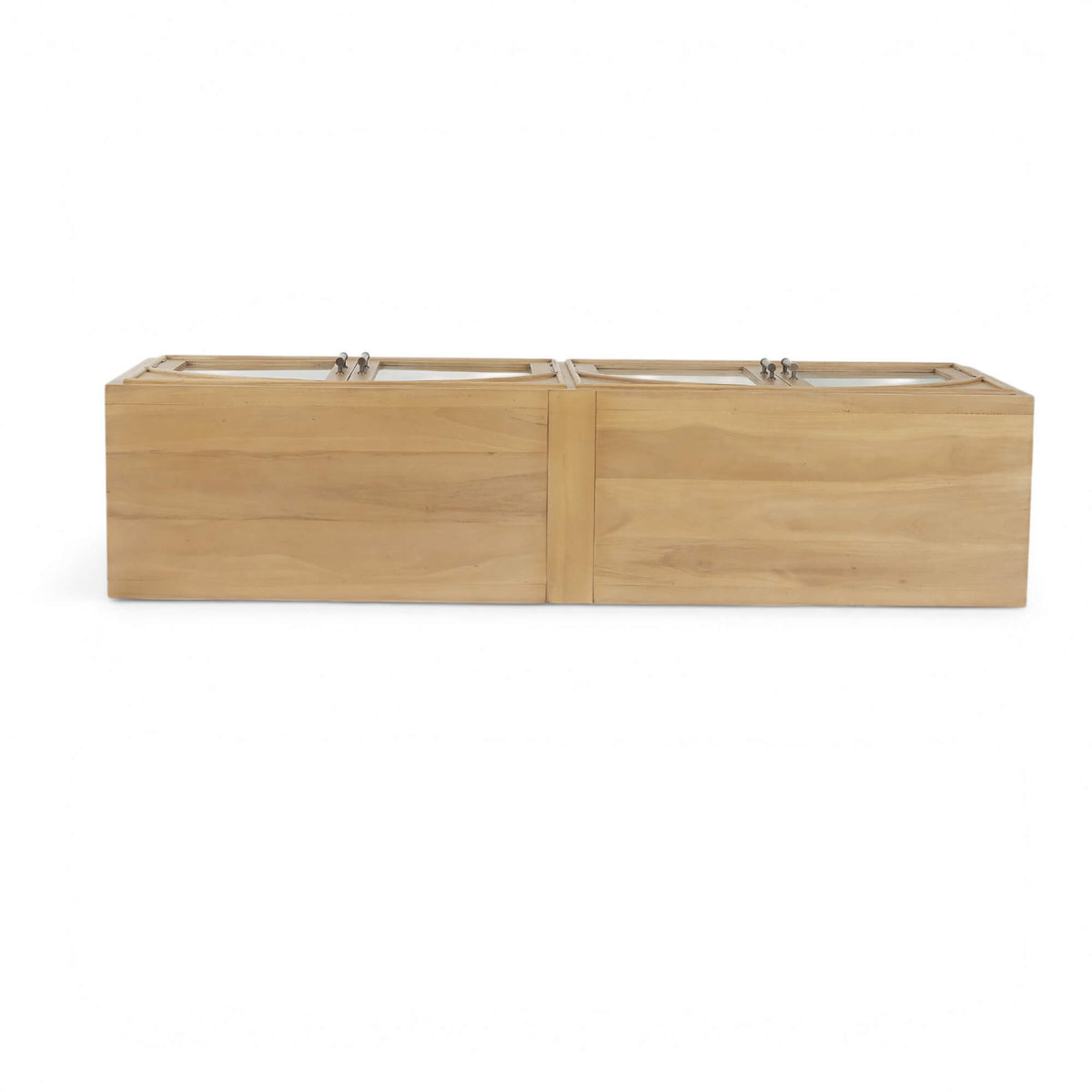 Vannes 4 Door Sideboard in Fruitwood w/ Glass Shelves & LED lights