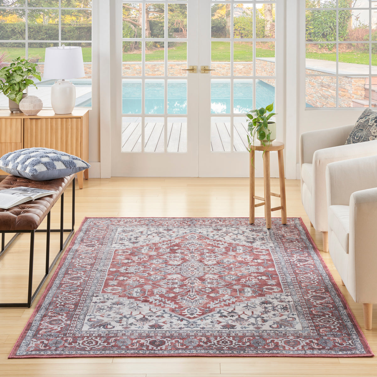 New Concept Washables SR104 Brick Ivory Rug