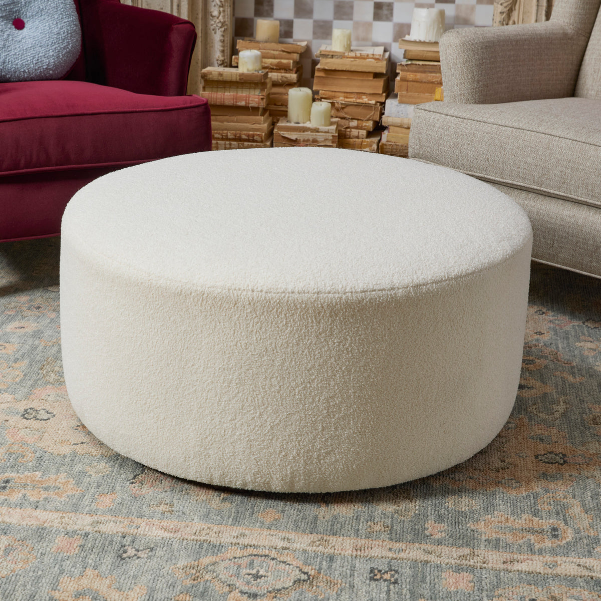 Pouf Fabric Cocktail Ottoman 36" W