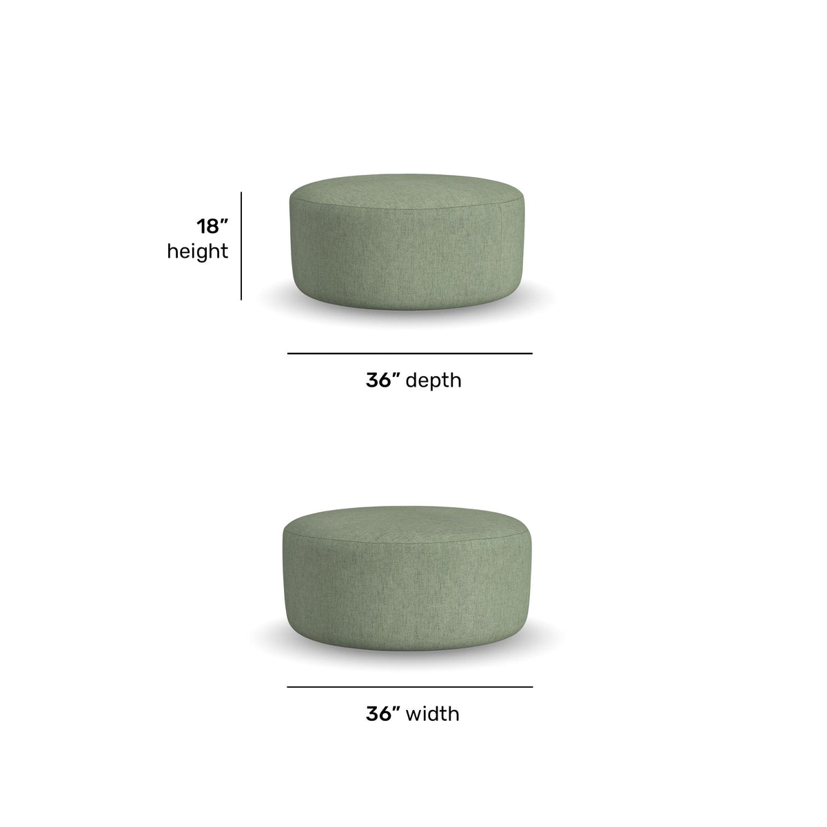 Pouf Fabric Cocktail Ottoman 36" W