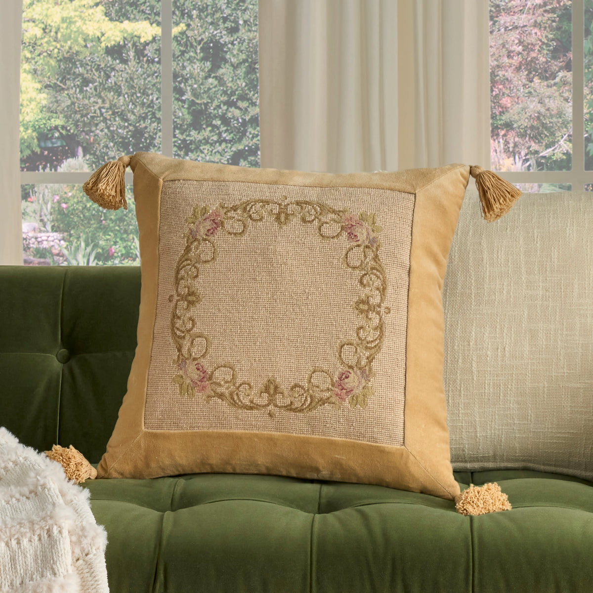 Vintage Pillow VAN6 Beige 20" x 20" Throw Pillows