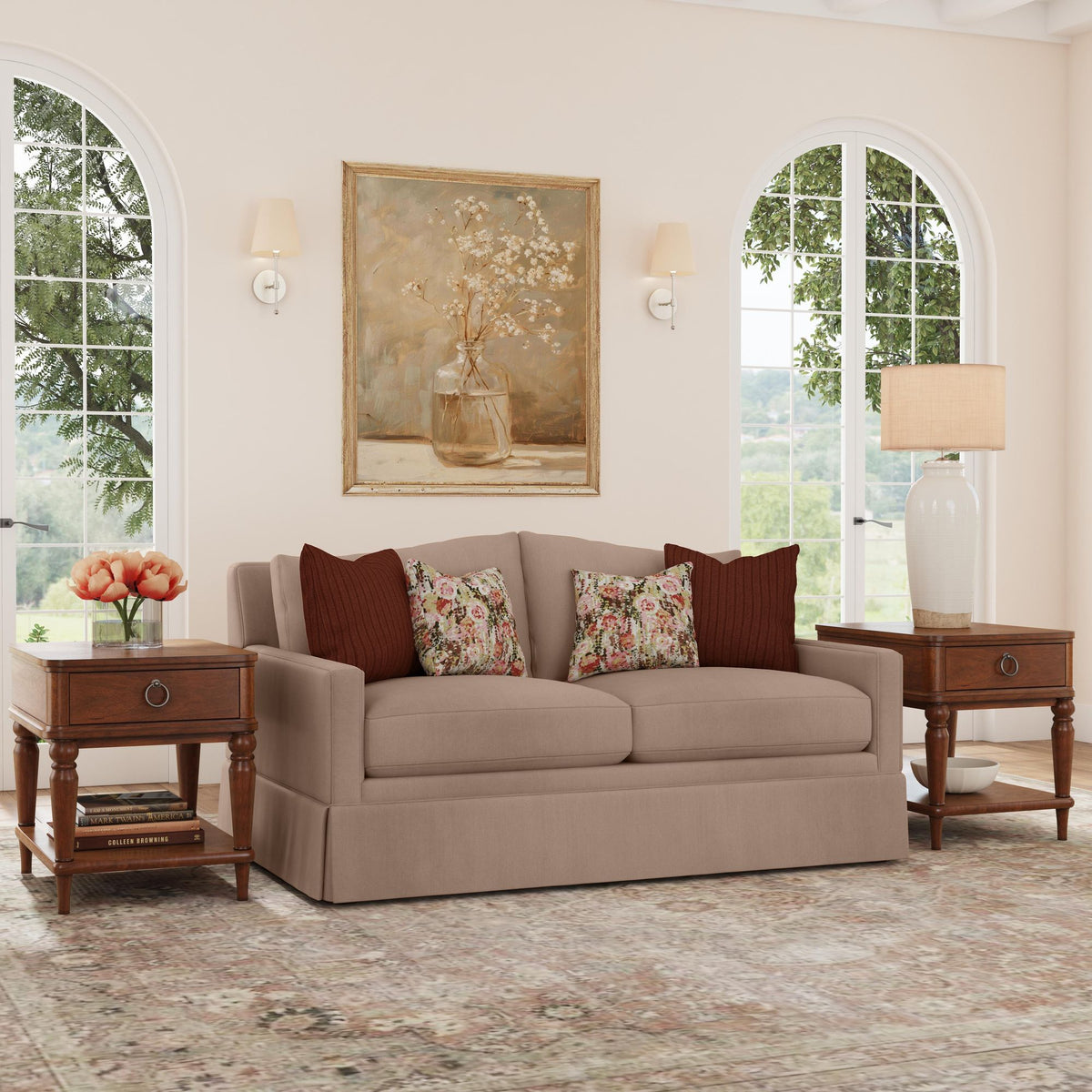 Lottie Fabric Skirted Loveseat