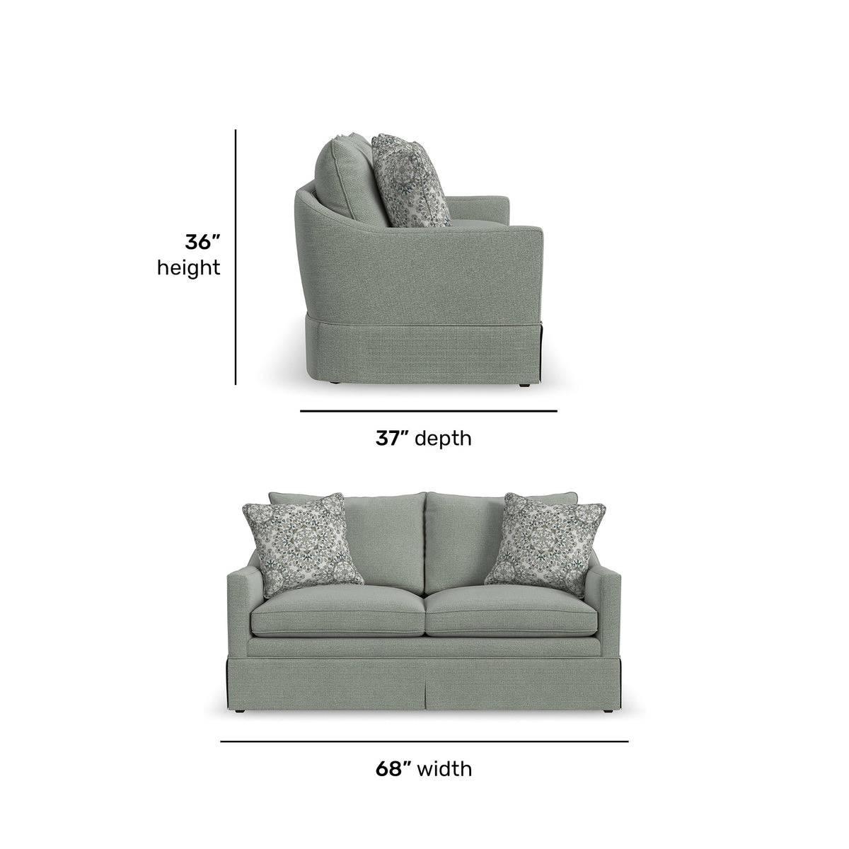Eleanora Fabric Skirted Loveseat