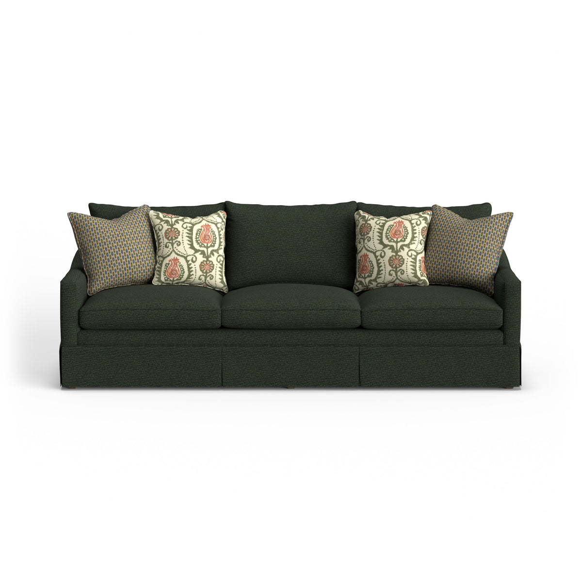 Eleanora Fabric Skirted Large Three-Cushion Sofa