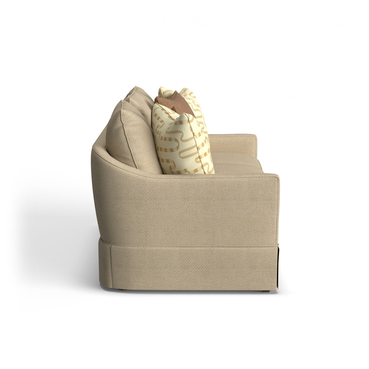 Eleanora Fabric Skirted Large Three-Cushion Sofa