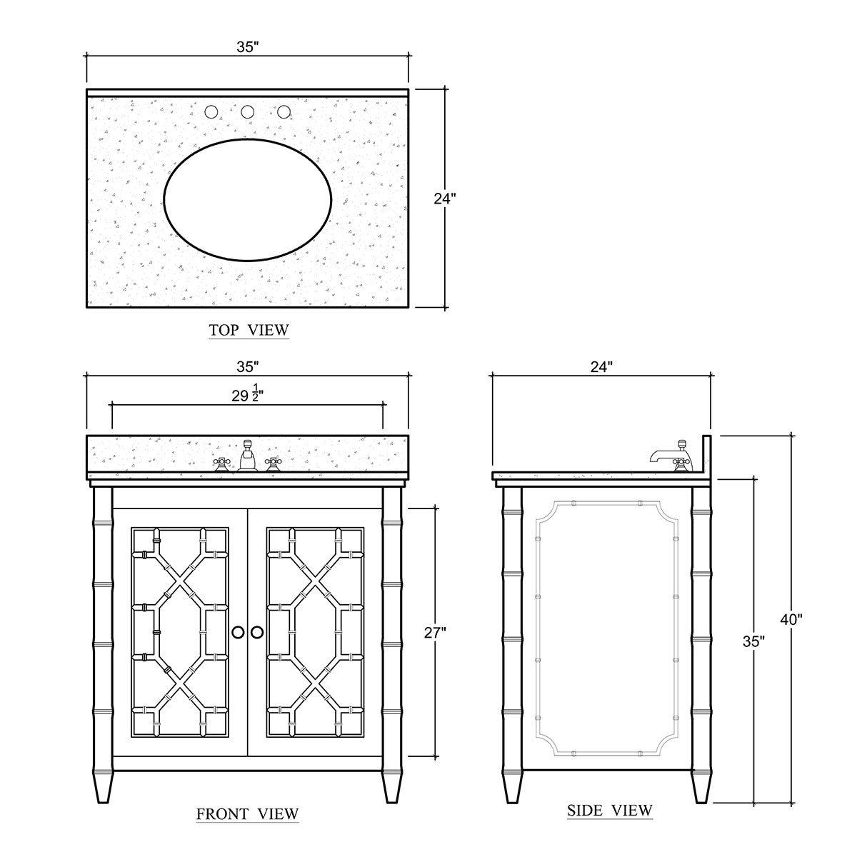 Grosvenor Single Vanity in True White w/ Sink & Marble Top