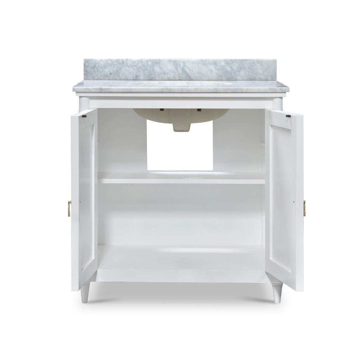 Grosvenor Single Vanity in True White w/ Sink & Marble Top