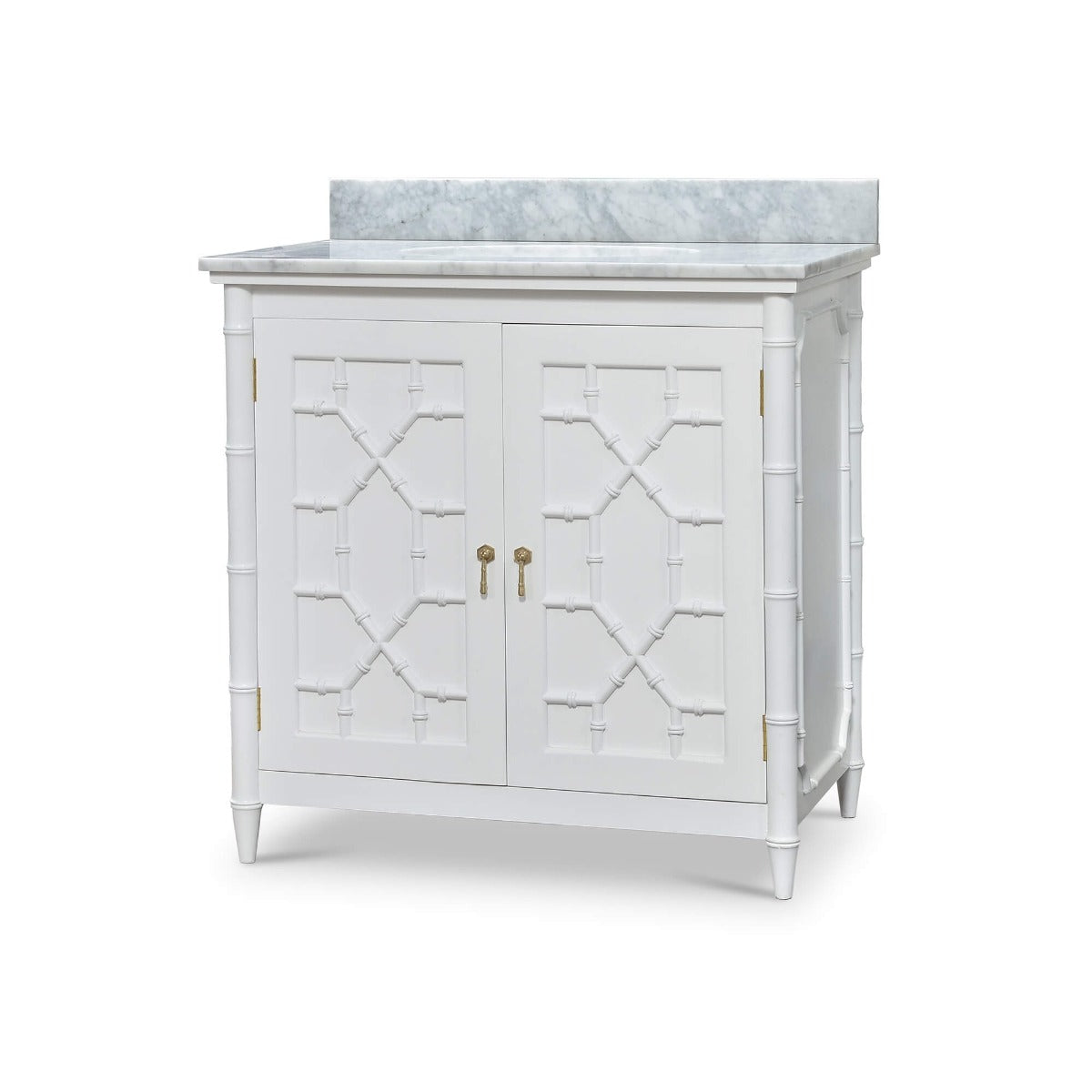 Grosvenor Single Vanity in True White w/ Sink & Marble Top