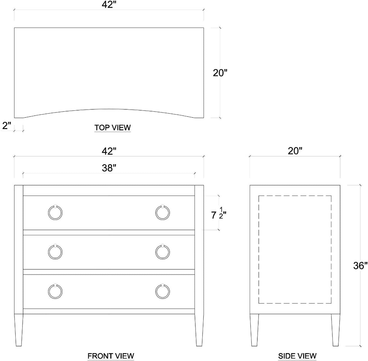 Mornington Linen Wrapped 3 Drawer Dresser in Linen Pale Blue