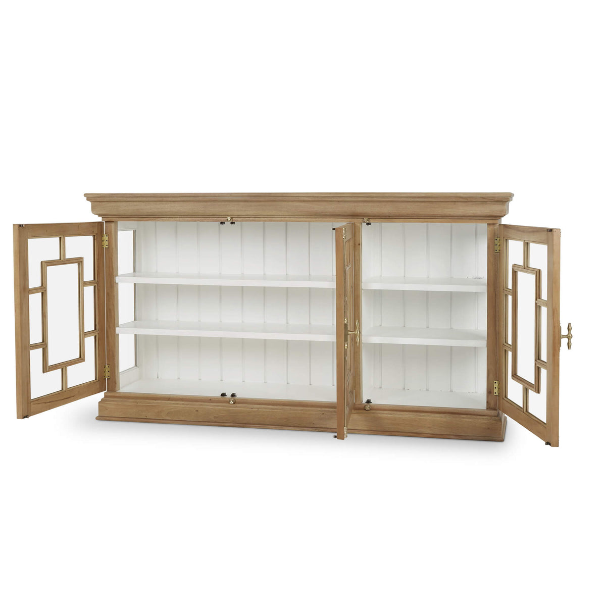 Bruges 3 Door Credenza in Fruitwood w/ True White Interior