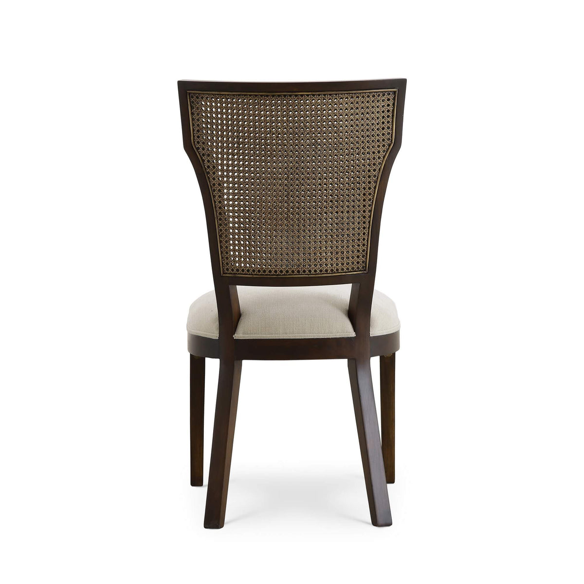 Aldgate Dining Chair in Matt Teak Brown w/ Thames Natural Performance Fabric w/ Rattan Glaze Back