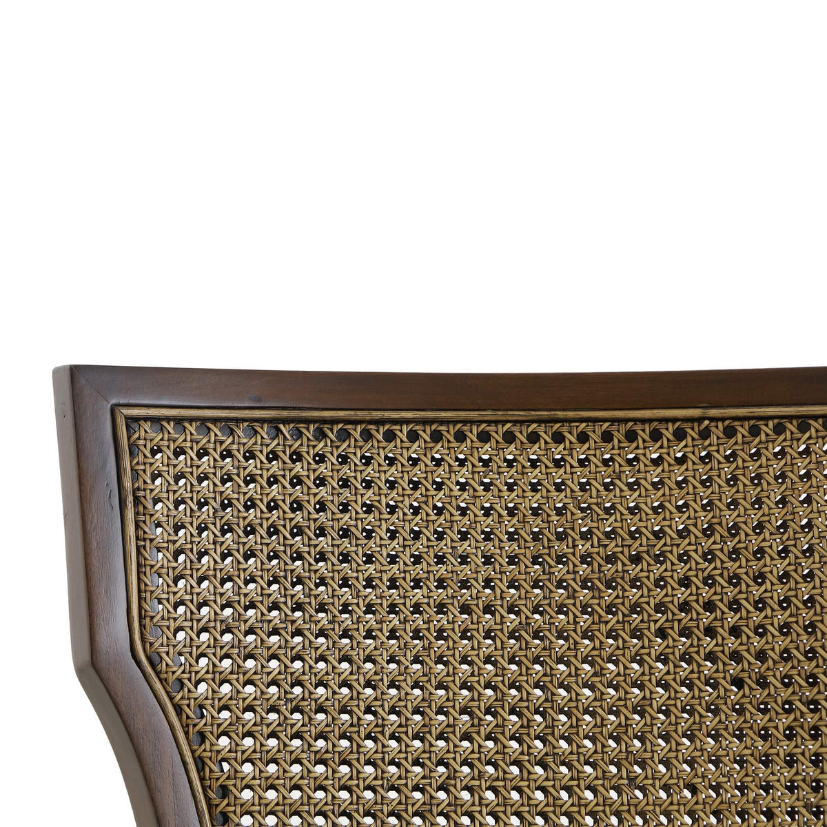 Aldgate Dining Chair in Matt Teak Brown w/ Thames Natural Performance Fabric w/ Rattan Glaze Back