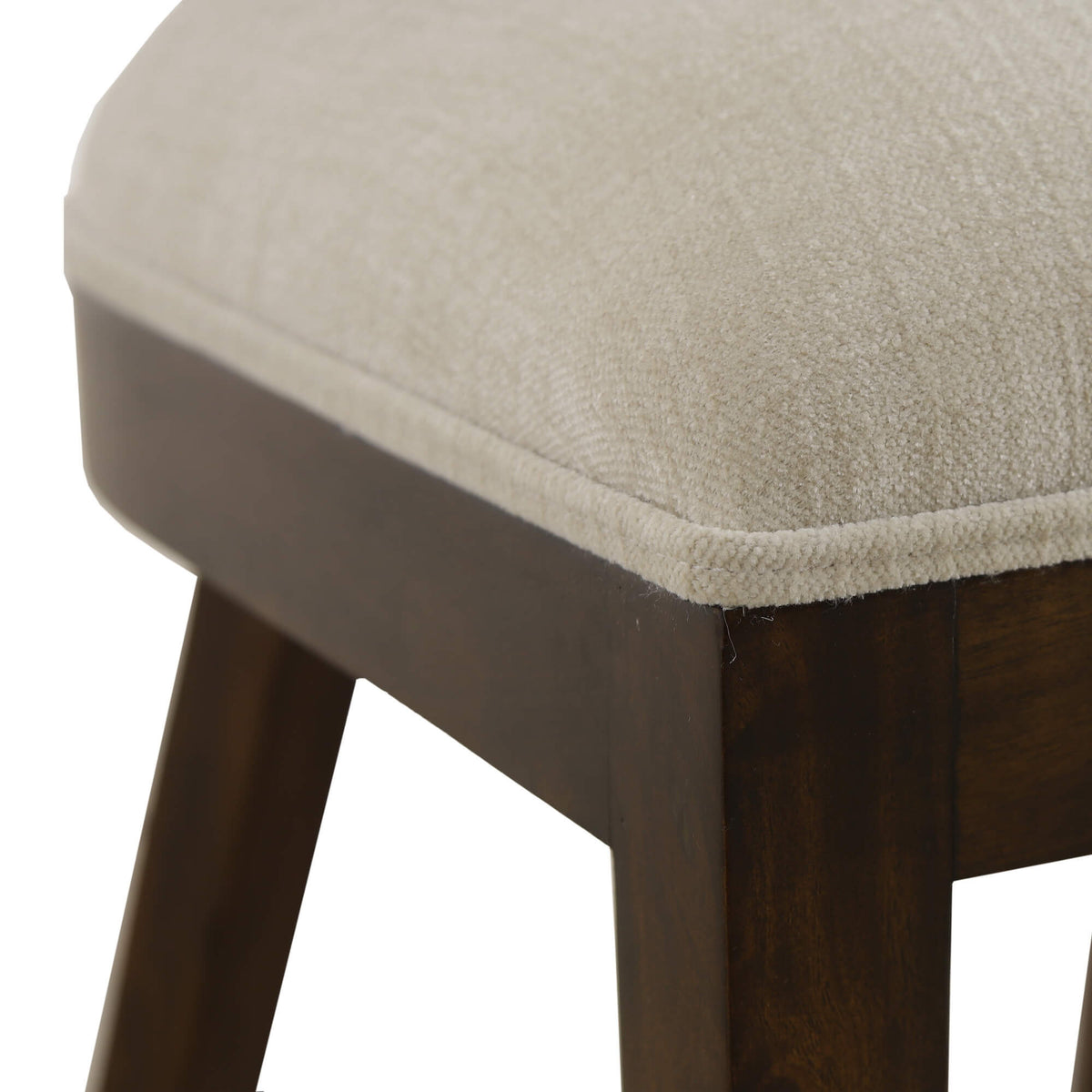 Aldgate Dining Chair in Matt Teak Brown w/ Thames Natural Performance Fabric w/ Rattan Glaze Back