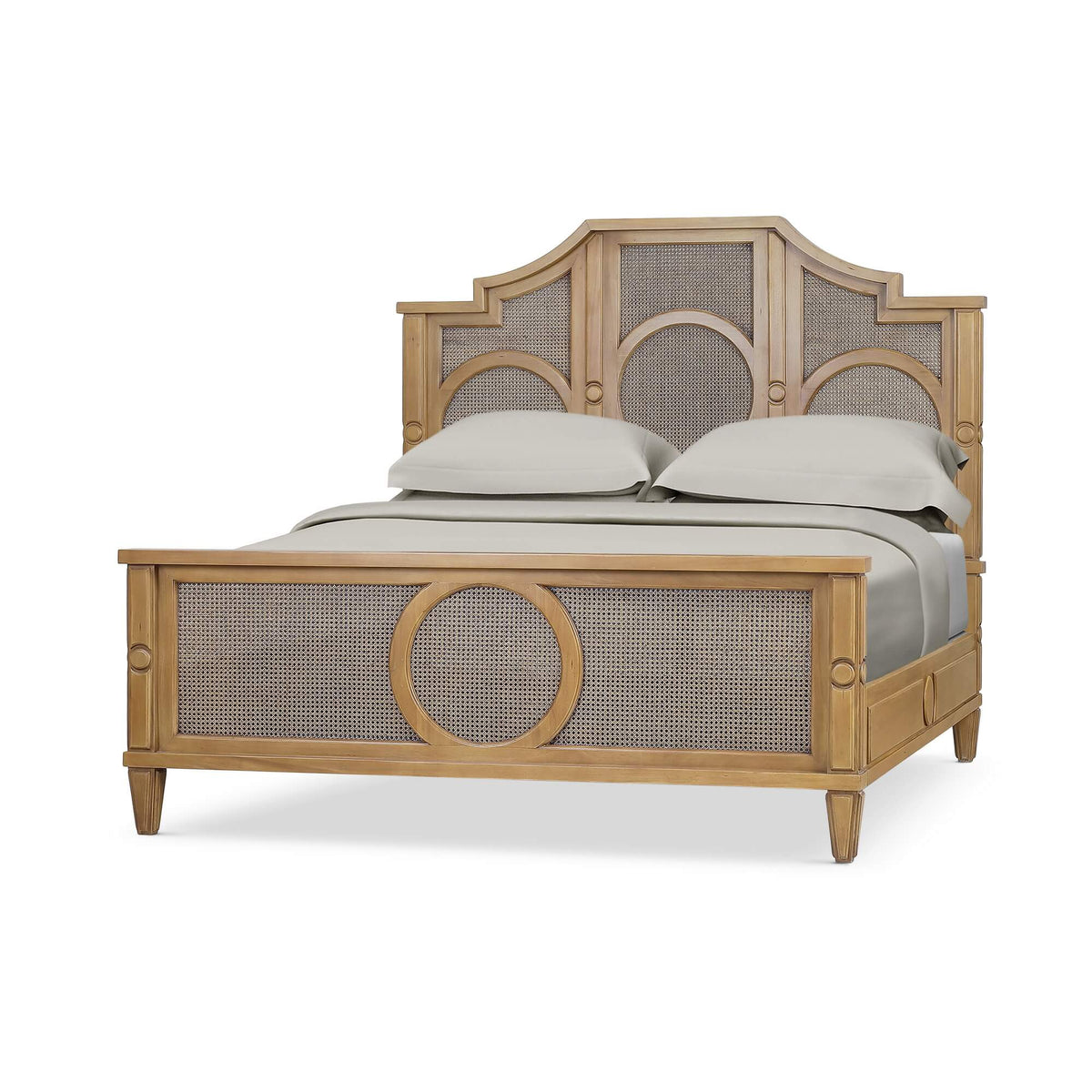 Chalfont Rattan Bed King in Antique French Oak w/ Rattan Glaze