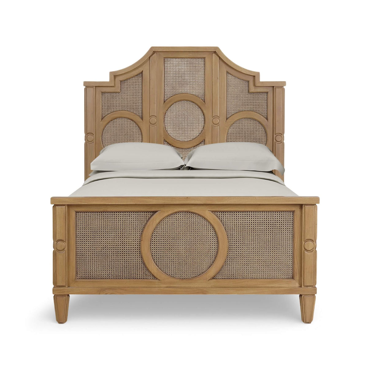 Chalfont Rattan Bed Queen in Antique French Oak w/ Rattan Glaze