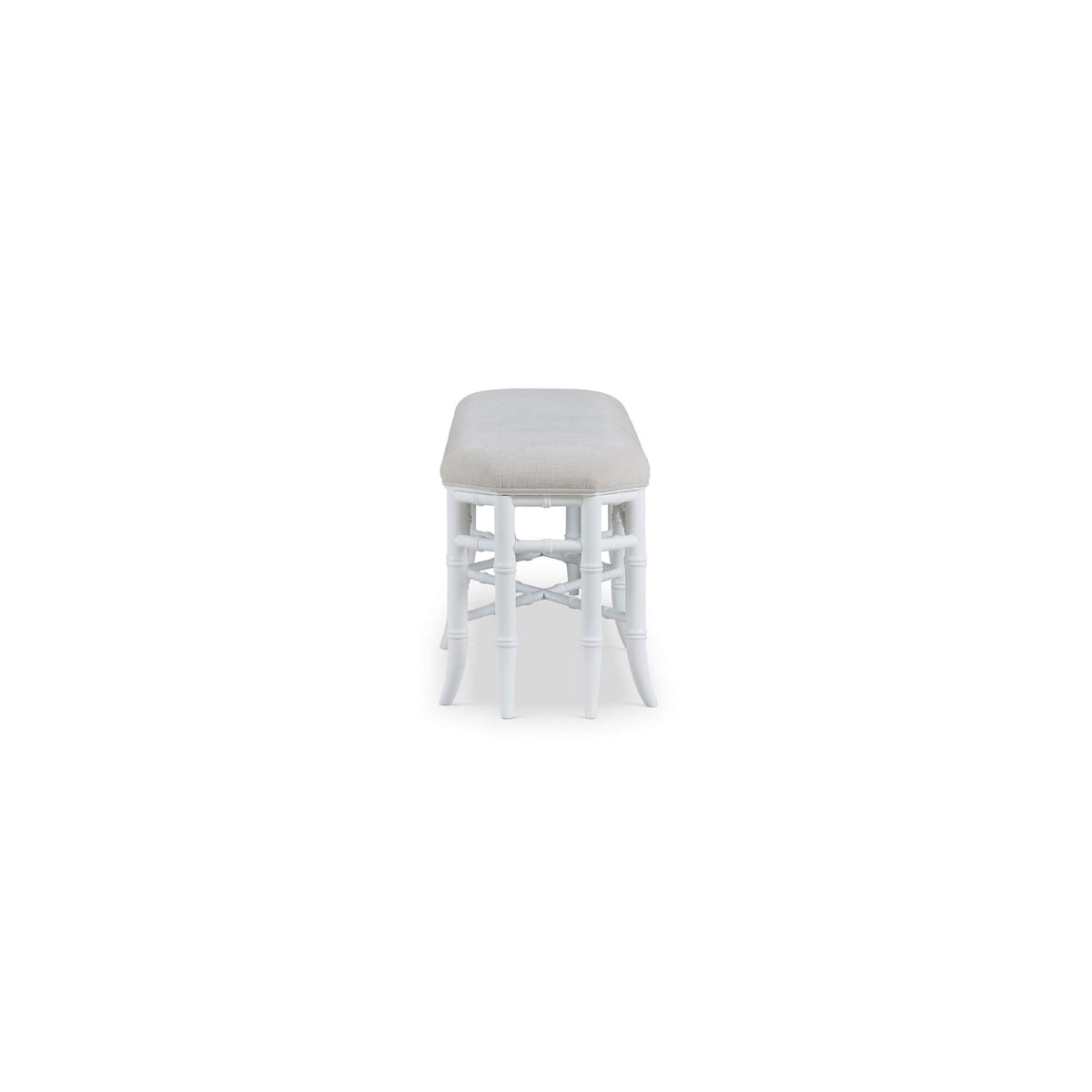 Grosvenor Bench in Architectural White w/ Thames Natural Performance Fabric