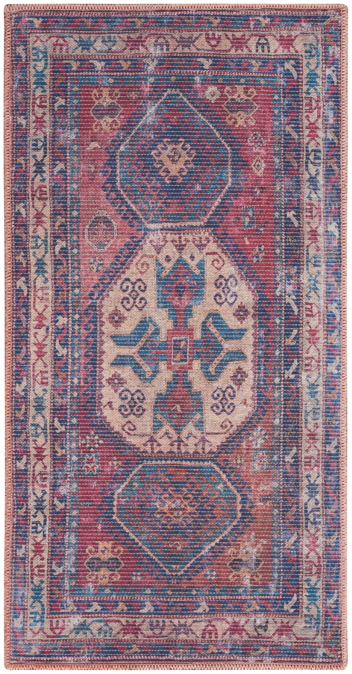 New Concept Washables SR105 Red Navy Rug