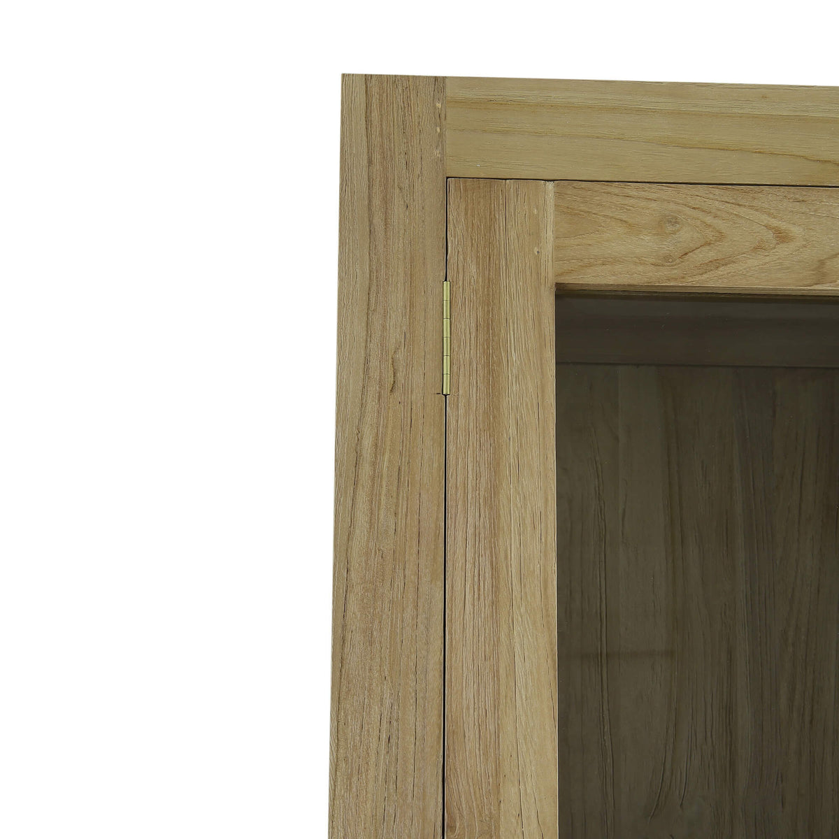 Tuscan Rustic Distressed Teak Display Cabinet in Teak Natural w/ Weathered Teak Distressing