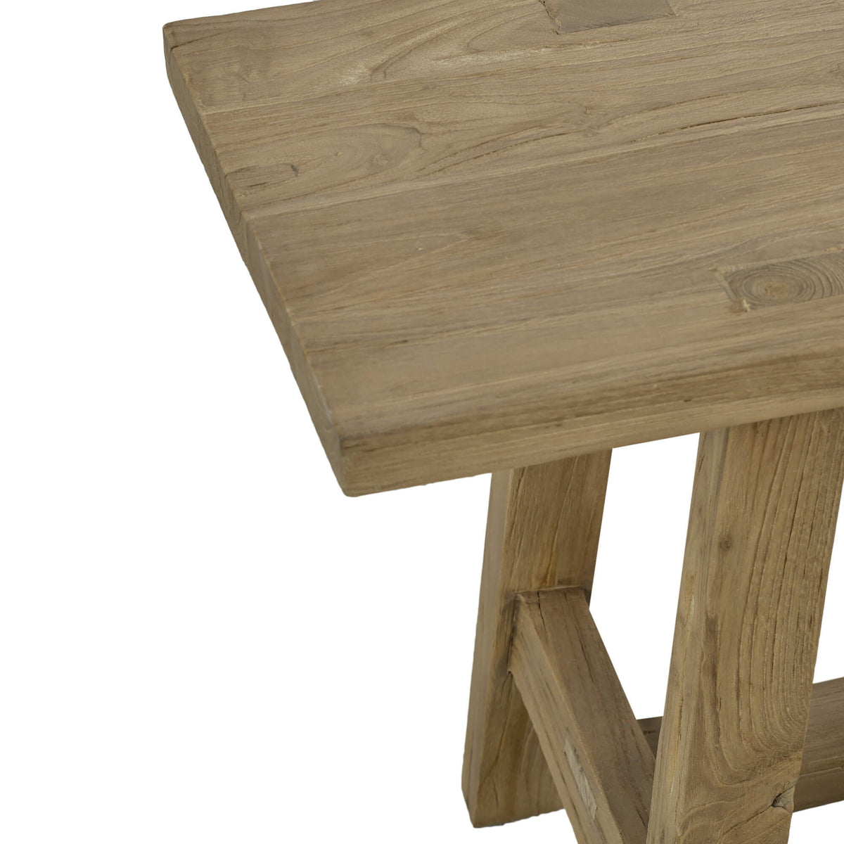 Tuscan Rustic Distressed Teak Bench in Teak Natural w/ Weathered Teak Distressing