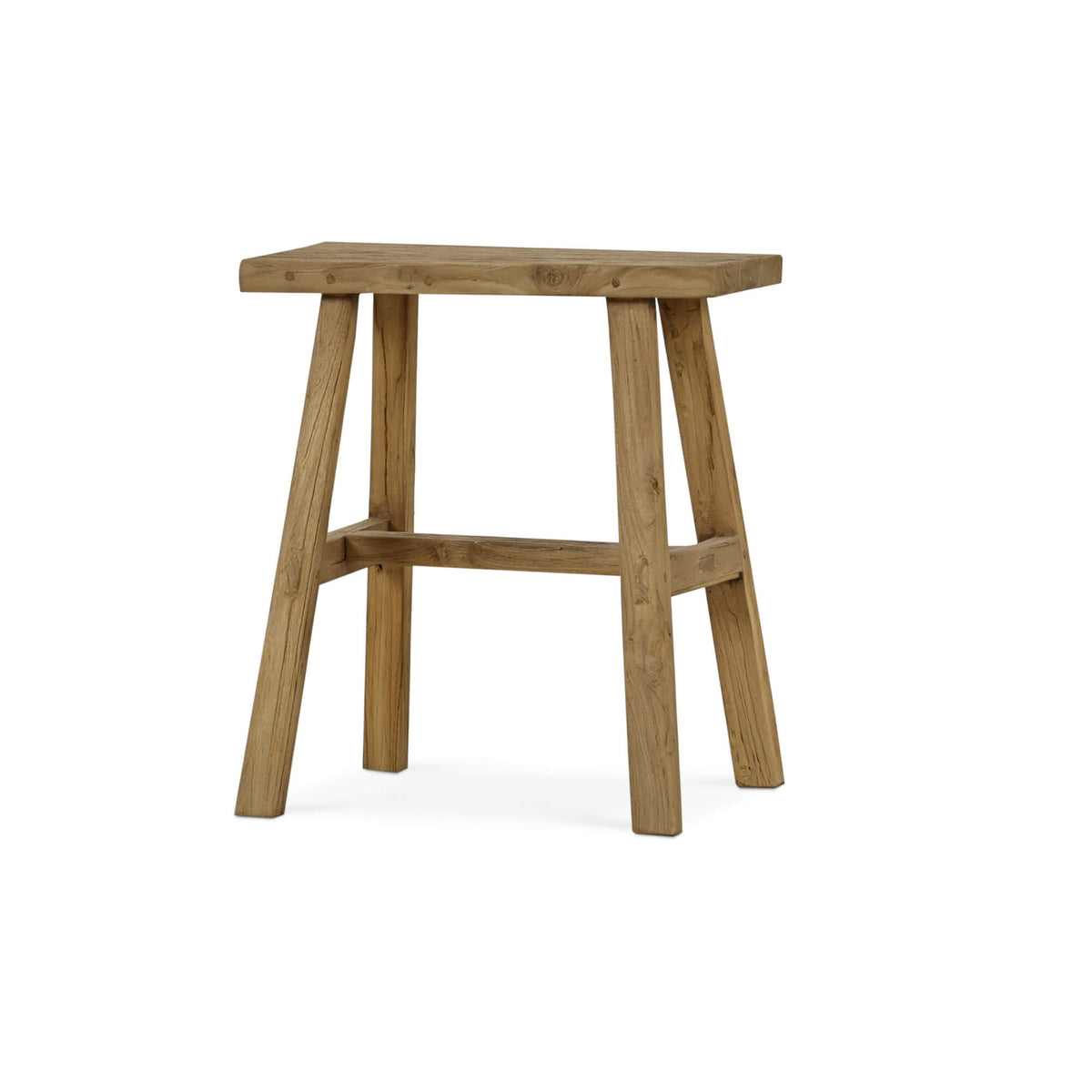 Tuscan Rustic Distressed Teak Stool in Teak Natural w/ Weathered Teak Distressing