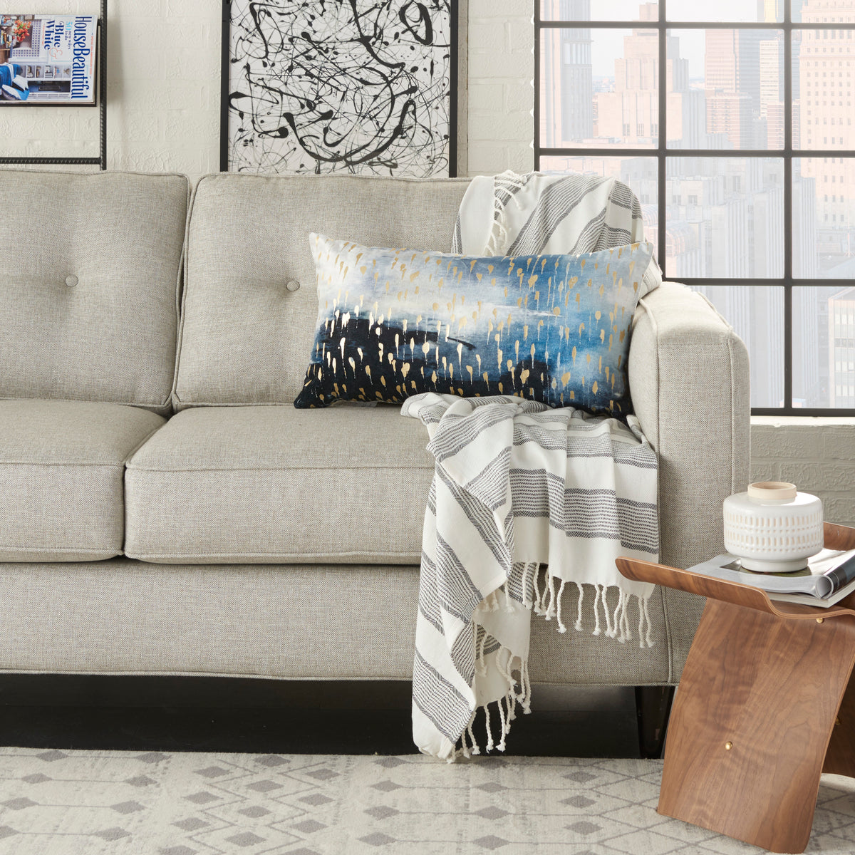 Sofia AC201 Indigo 14" x 26" Throw Pillows