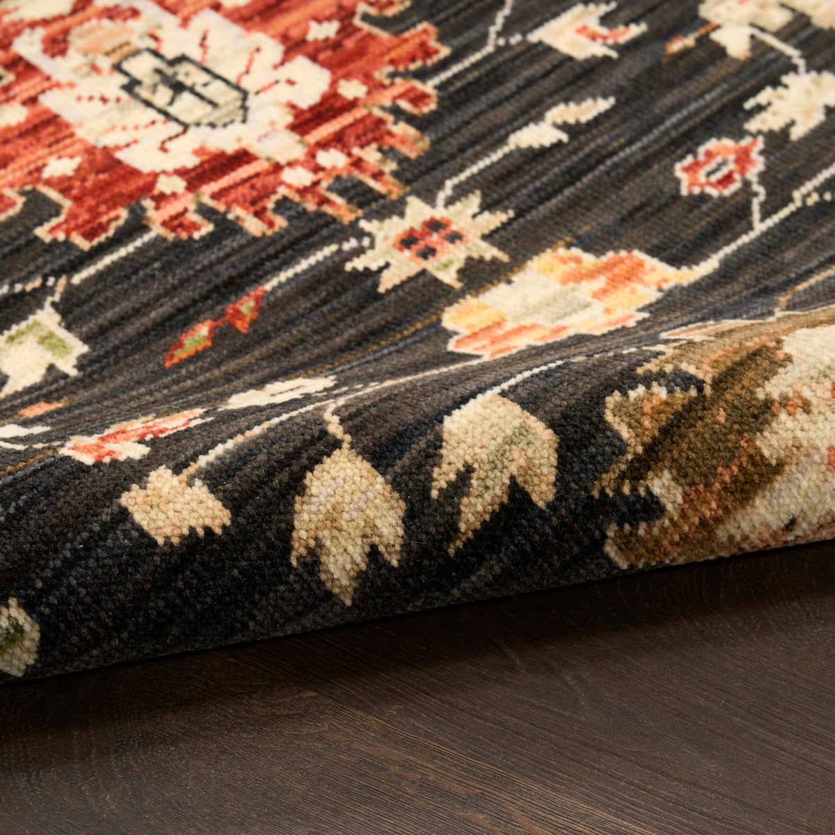 Antique Bloom ANB01 Black Rug