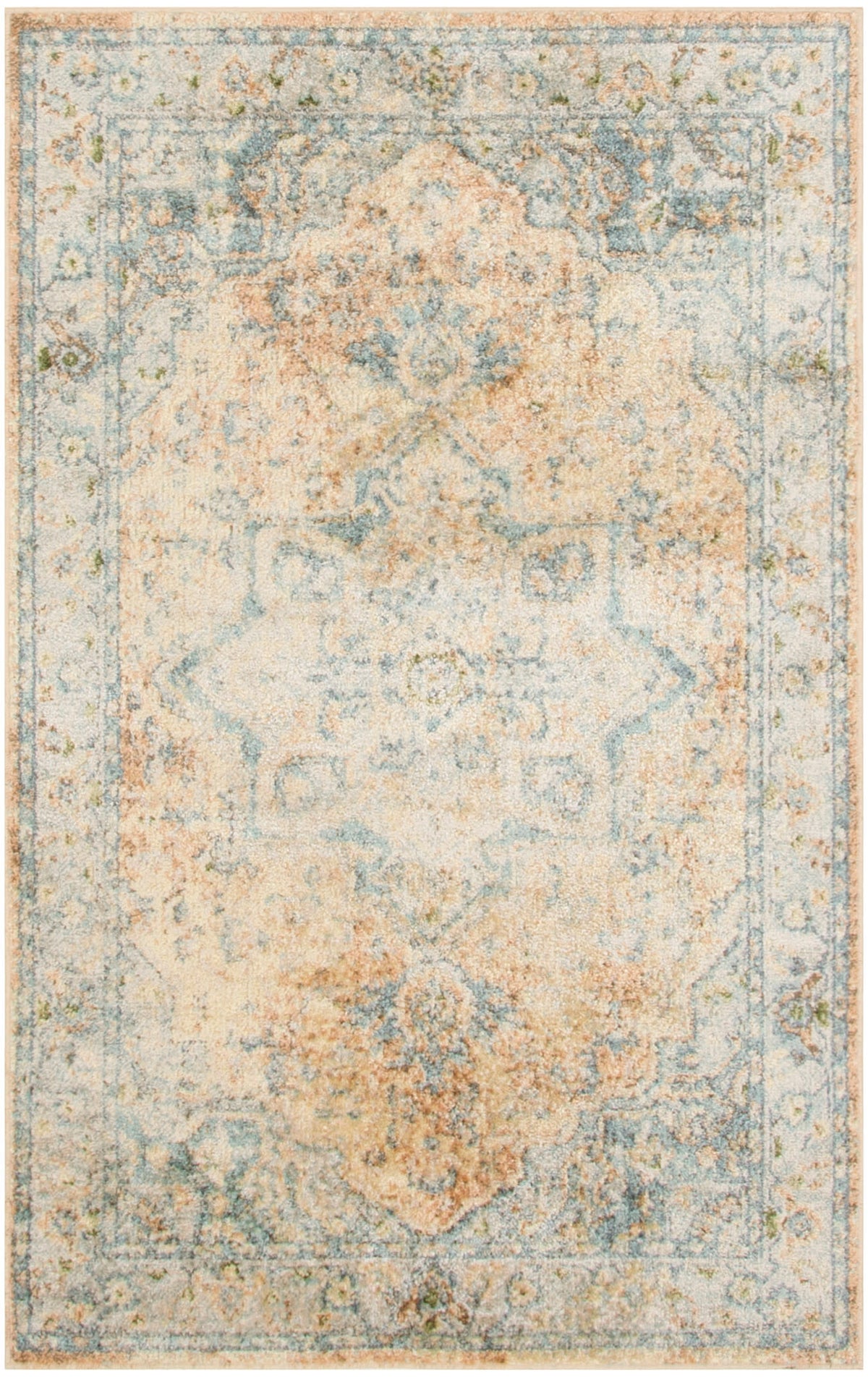 Astra Machine Washable ASW12 Beige Blue Rug