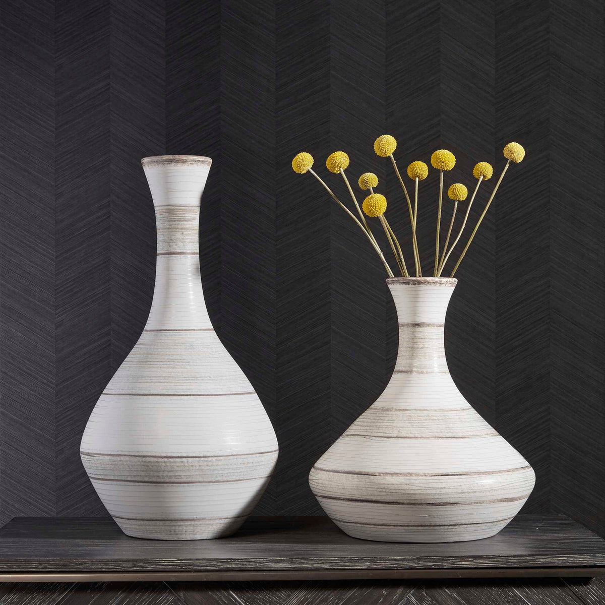 Potter Fluted Striped Vases Set/2