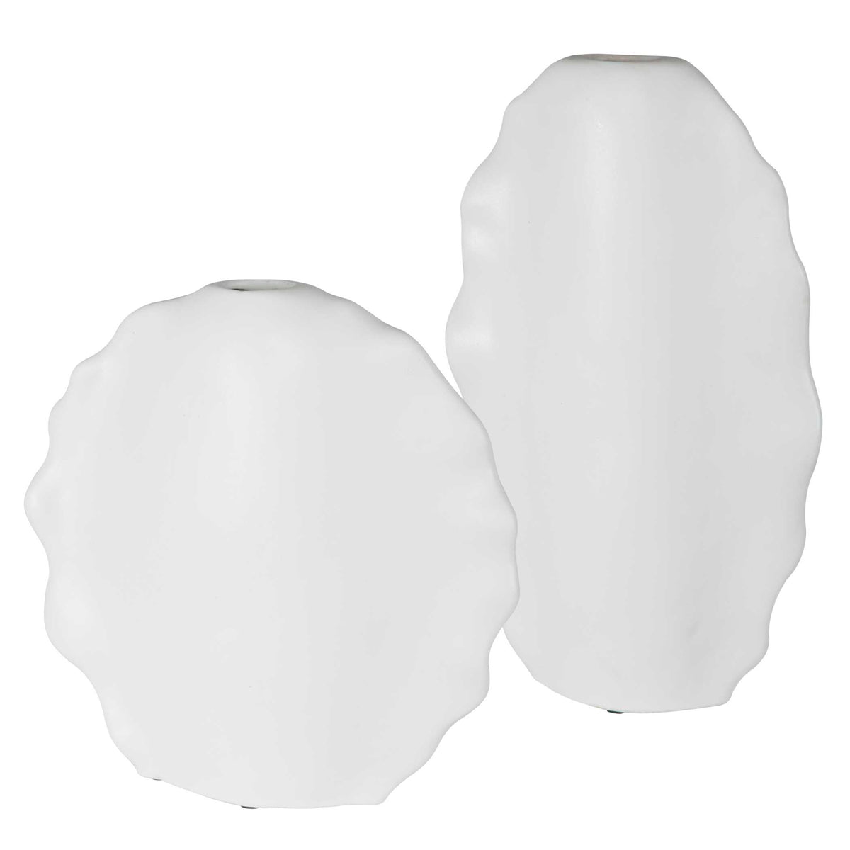 Ruffled Feathers Modern White Vases Set/2