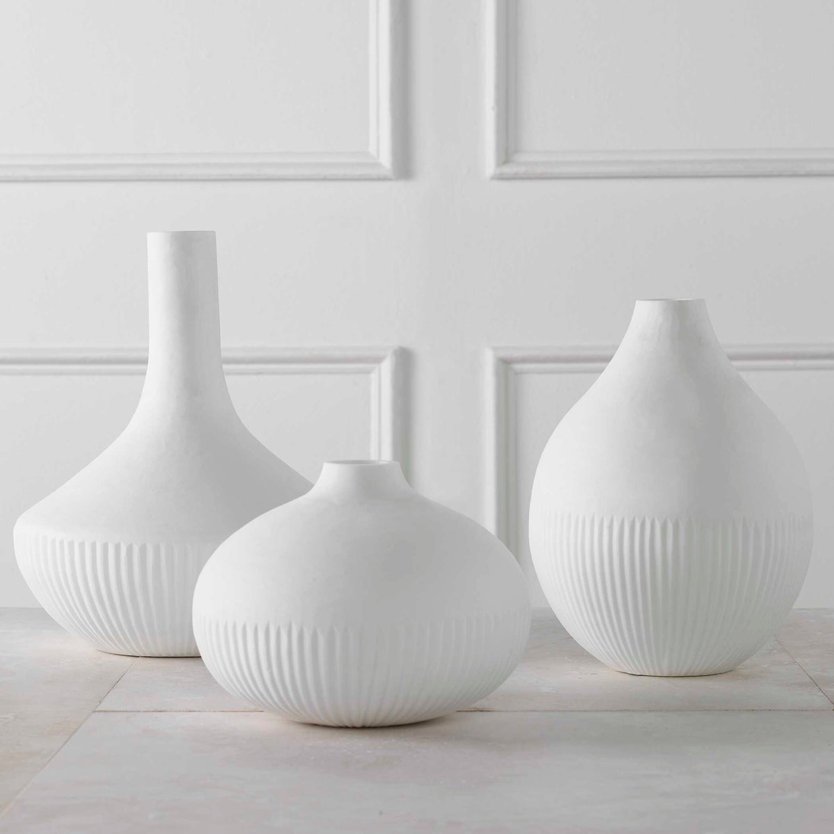 Apothecary Satin White Vases Set/3