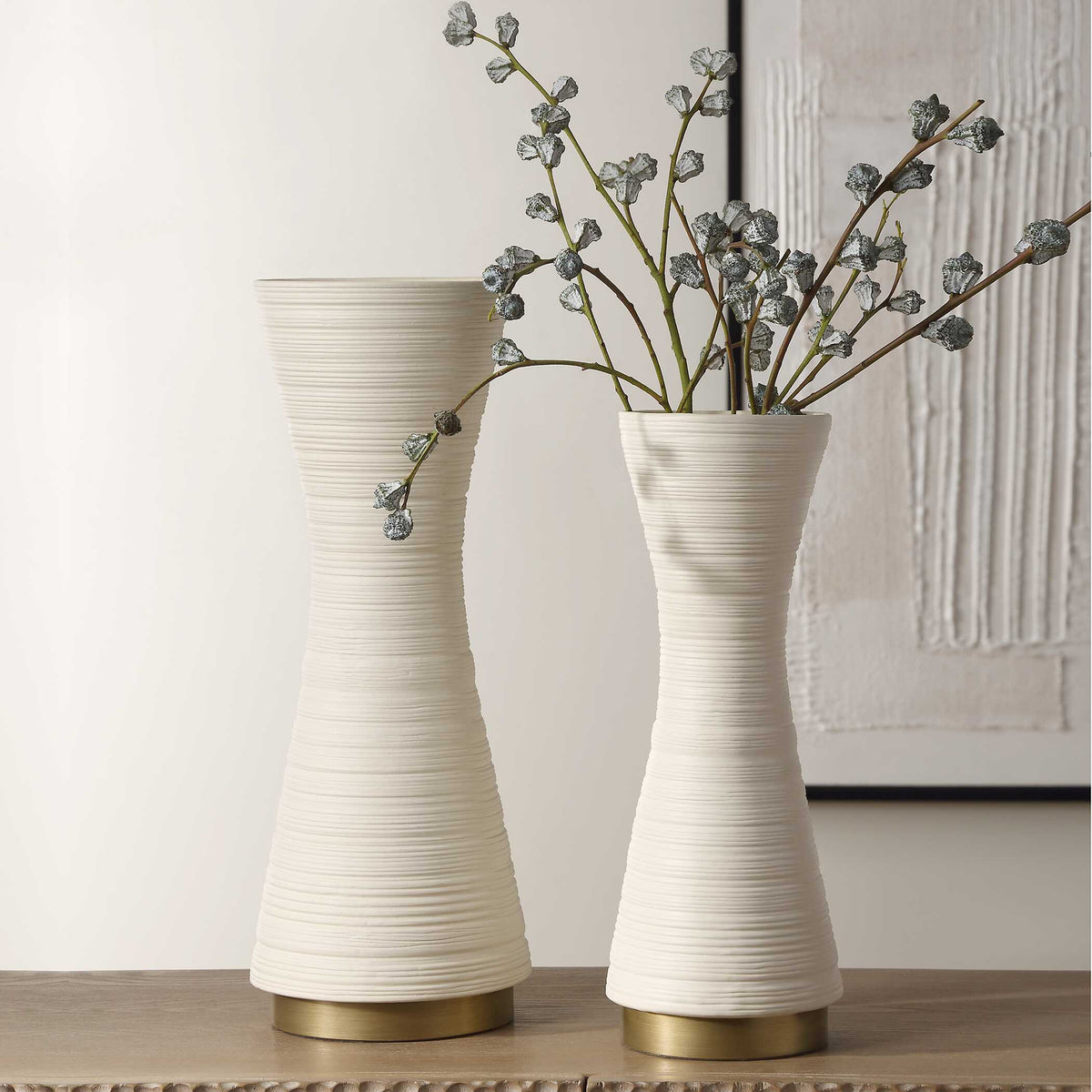 Ridgeline White Vases Set/2