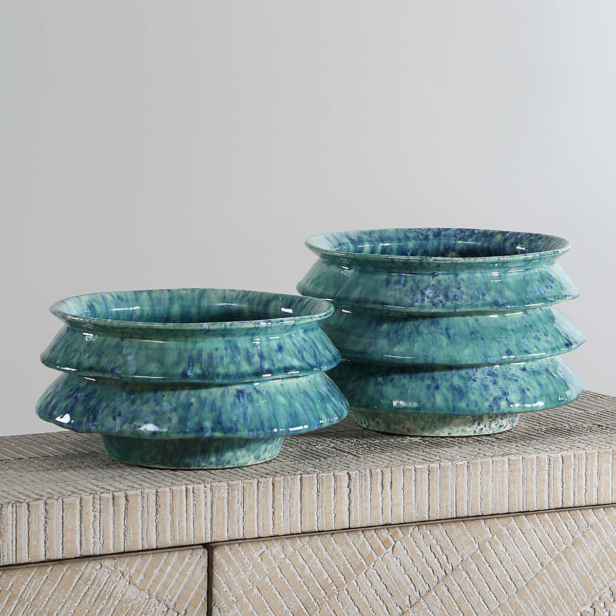 ZigZag Blue Green Bowls Set/2
