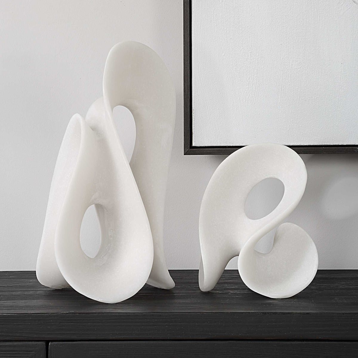 Silent Wave White Sculptures Set/2