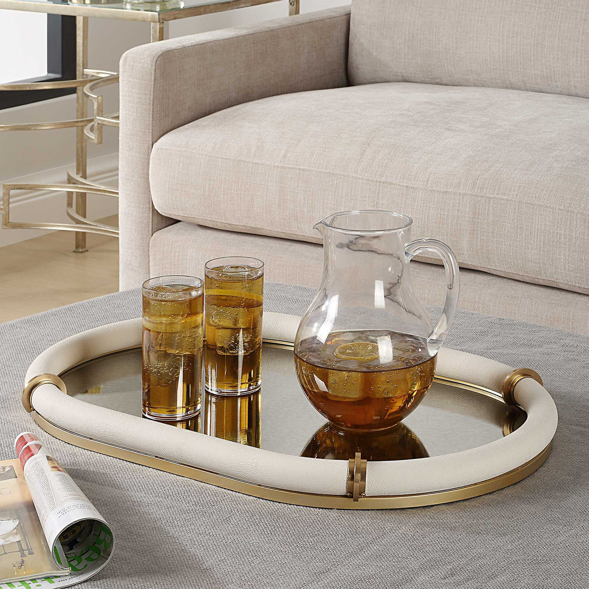 Cyprus Leather Oval Tray