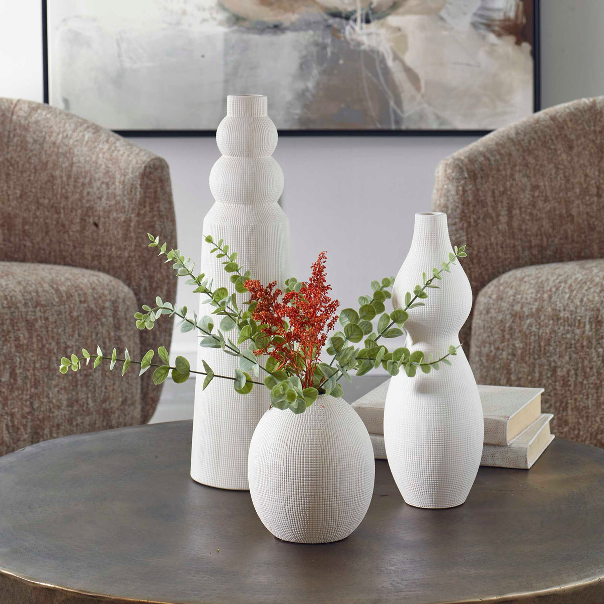 Forma White Ceramic Vases Set/3