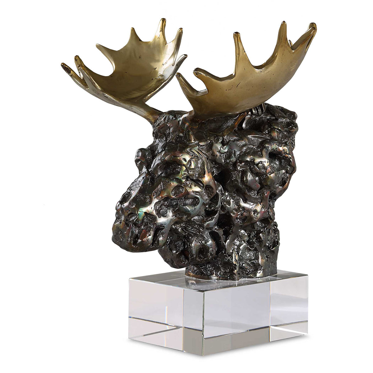 Moose Bust Bronze Sculpture