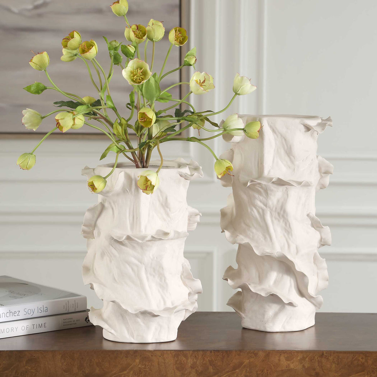 Ripple Crest White Vases Set/2
