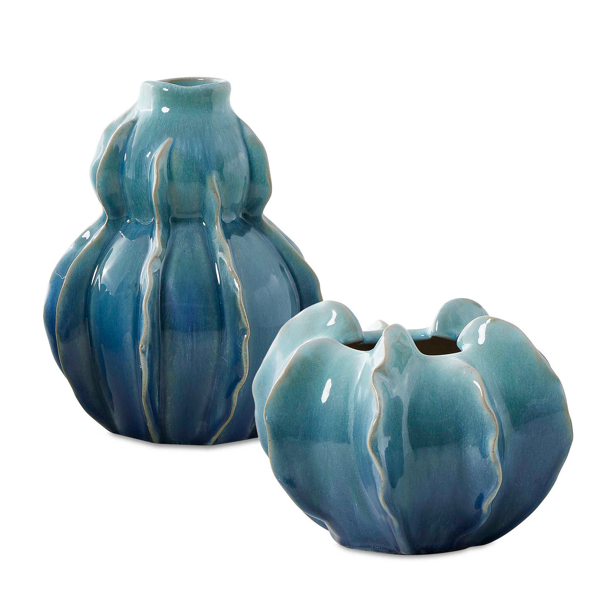 Ocean Wave Outdoor Glazed Vases Set/2