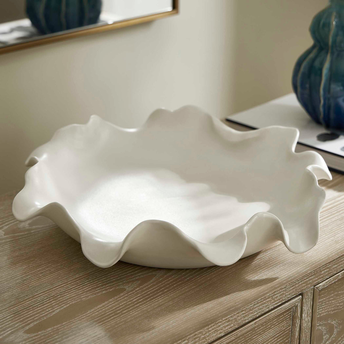 Wave Crest White Outdoor Bowl