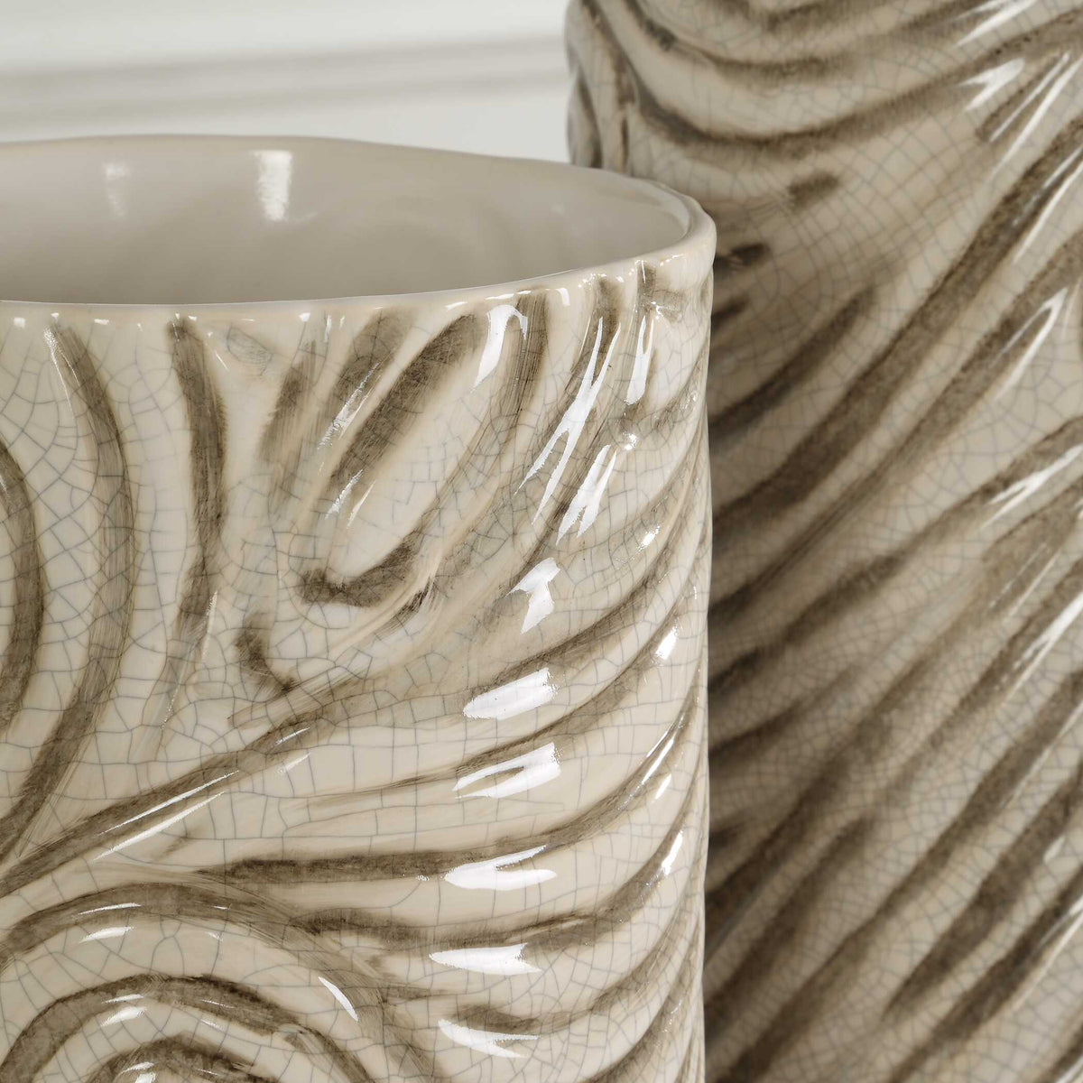 Timber Swirl Earth Tone Vases Set/2