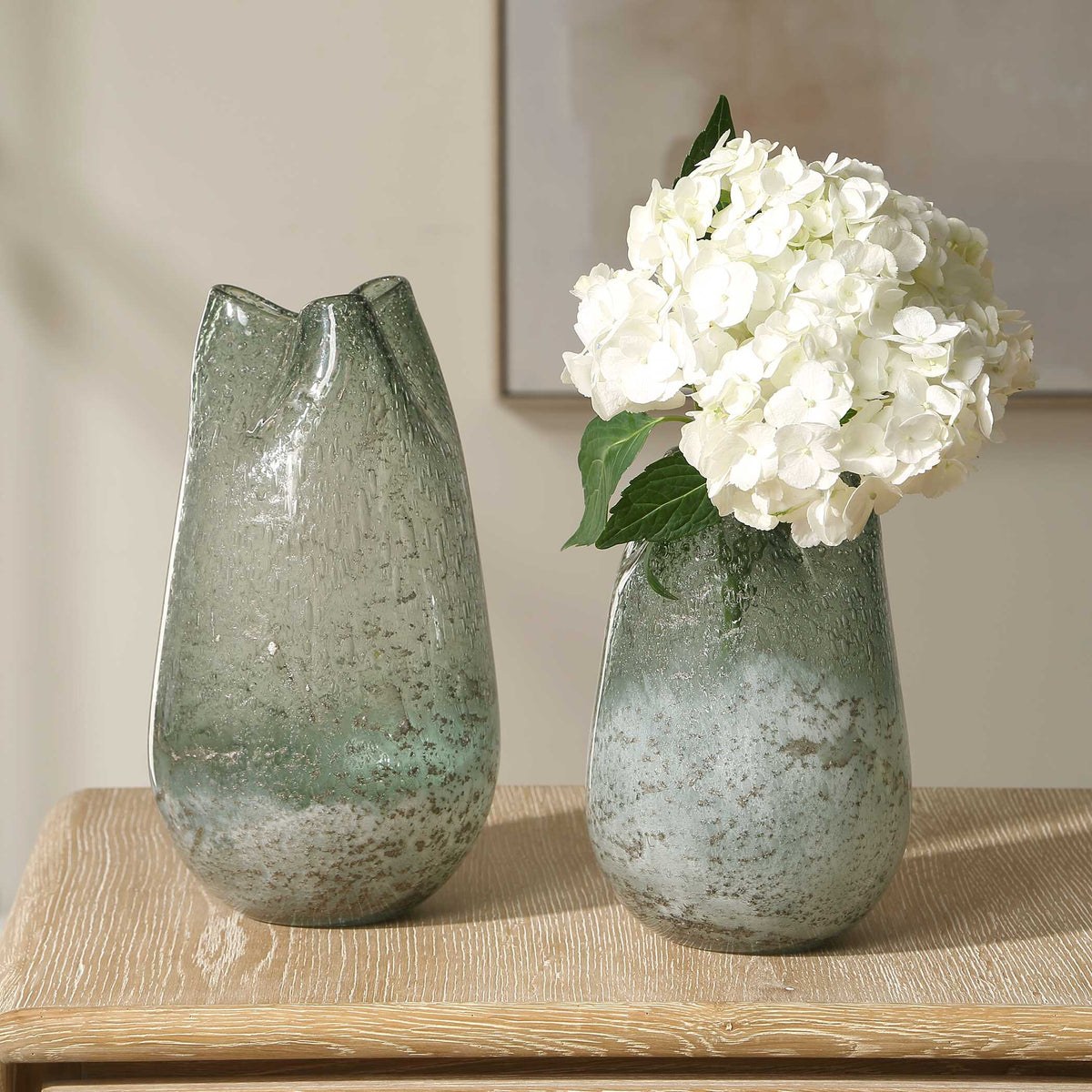 Chianti Seeded Glass Vases Set/2