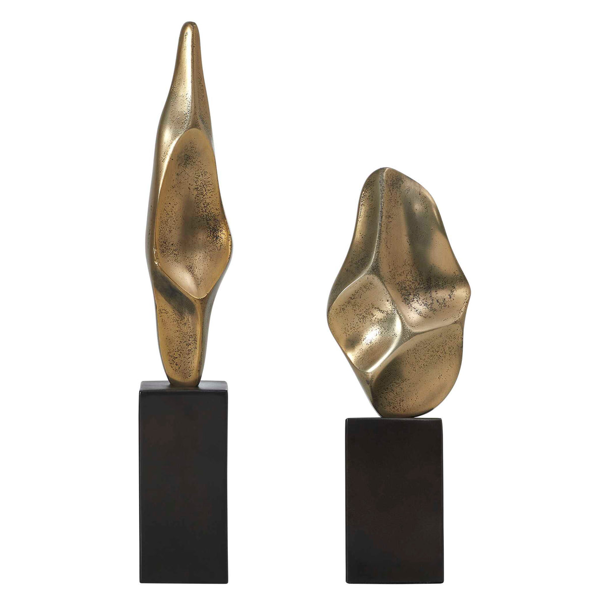 Fluid Geometry Gold Sculptures, Set/2